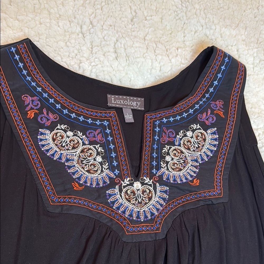 Luxology maxi dress black women’s size large - Picture 2 of 10